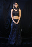 Dark Growing Flowers Lehenga