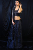 Dark Growing Flowers Lehenga