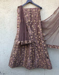 Qaynat - Brown Growing Flowers Lehenga