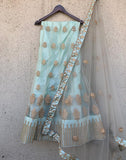 Qaynat - Pale Aqua Mugal Plant Lehenga