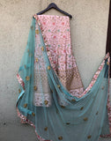 Qaynat - Rose Pink Mugal Plant Lehenga