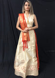 Ivory Banarasi Lehenga With Narangi Dupatta