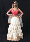 Pink And Ivory Embroidered Lehenga Set