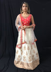 Pink And Ivory Embroidered Lehenga Set