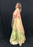 Pink & Light Green Lehenga With Cape Dupatta