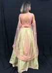 Pink & Light Green Lehenga With Cape Dupatta