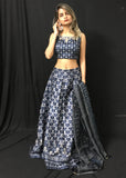 Blue Printed Lehenga Set