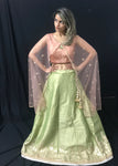 Pink & Light Green Lehenga With Cape Dupatta