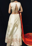 Ivory Banarasi Lehenga With Narangi Dupatta