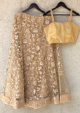 Gold Sequins Bustier Blouse Skirt Set