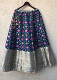 Royal Blue Floral Lehenga with Fuschia Dupatta